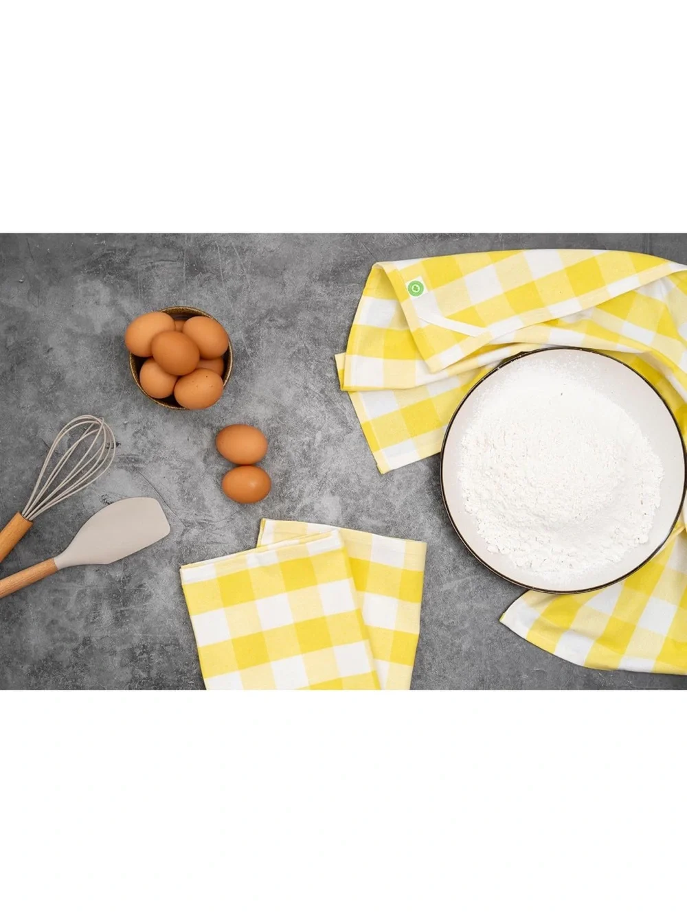 Yellow Gingham Cotton Kitchen Towels